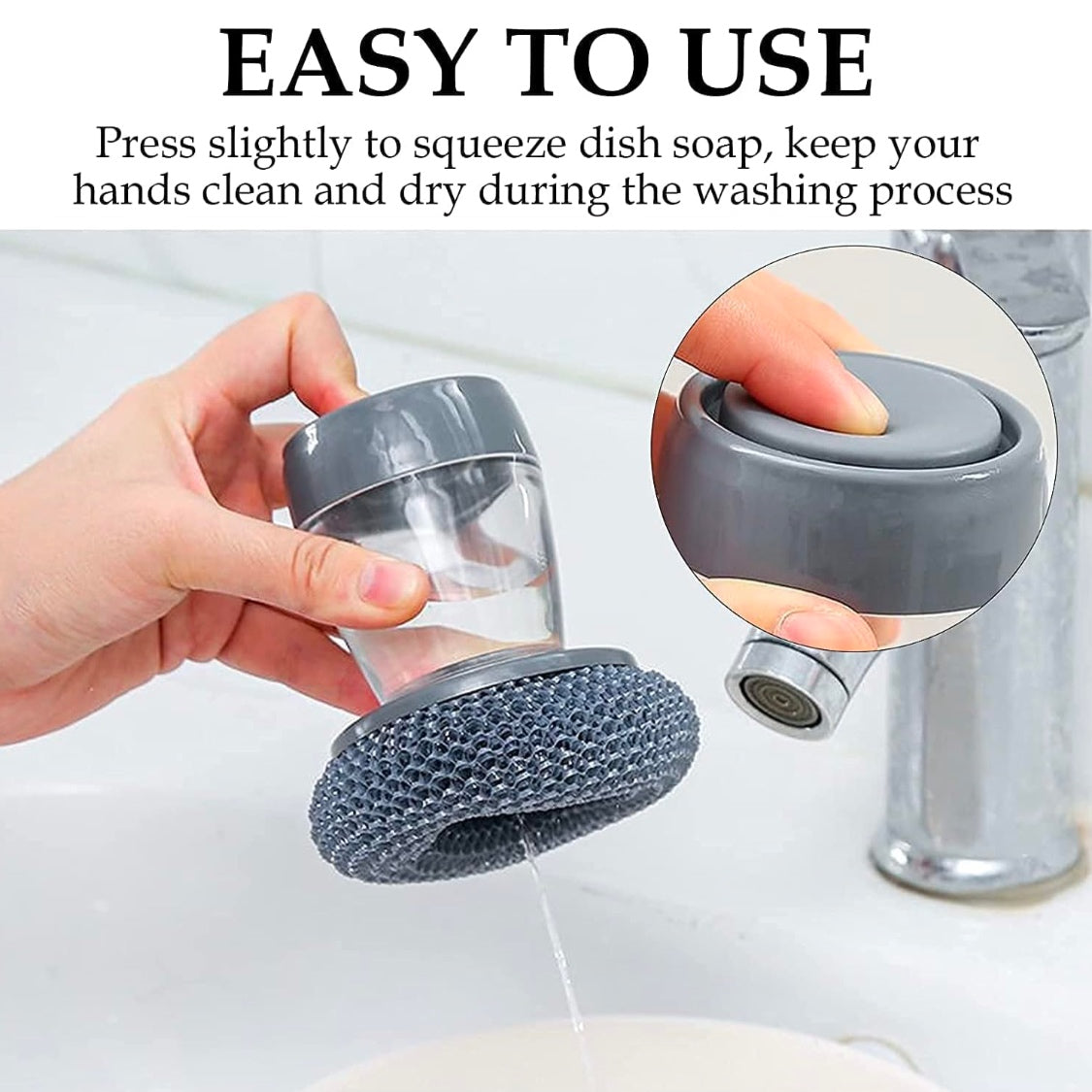 Buy 1 Get 1 Free: Soap Dispensing Palm Brush – Effortless Cleaning with Style!