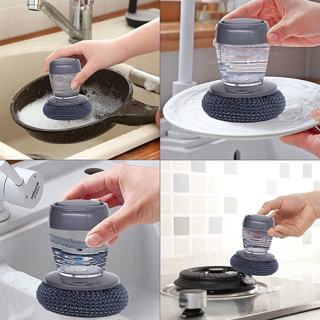 Buy 1 Get 1 Free: Soap Dispensing Palm Brush – Effortless Cleaning with Style!